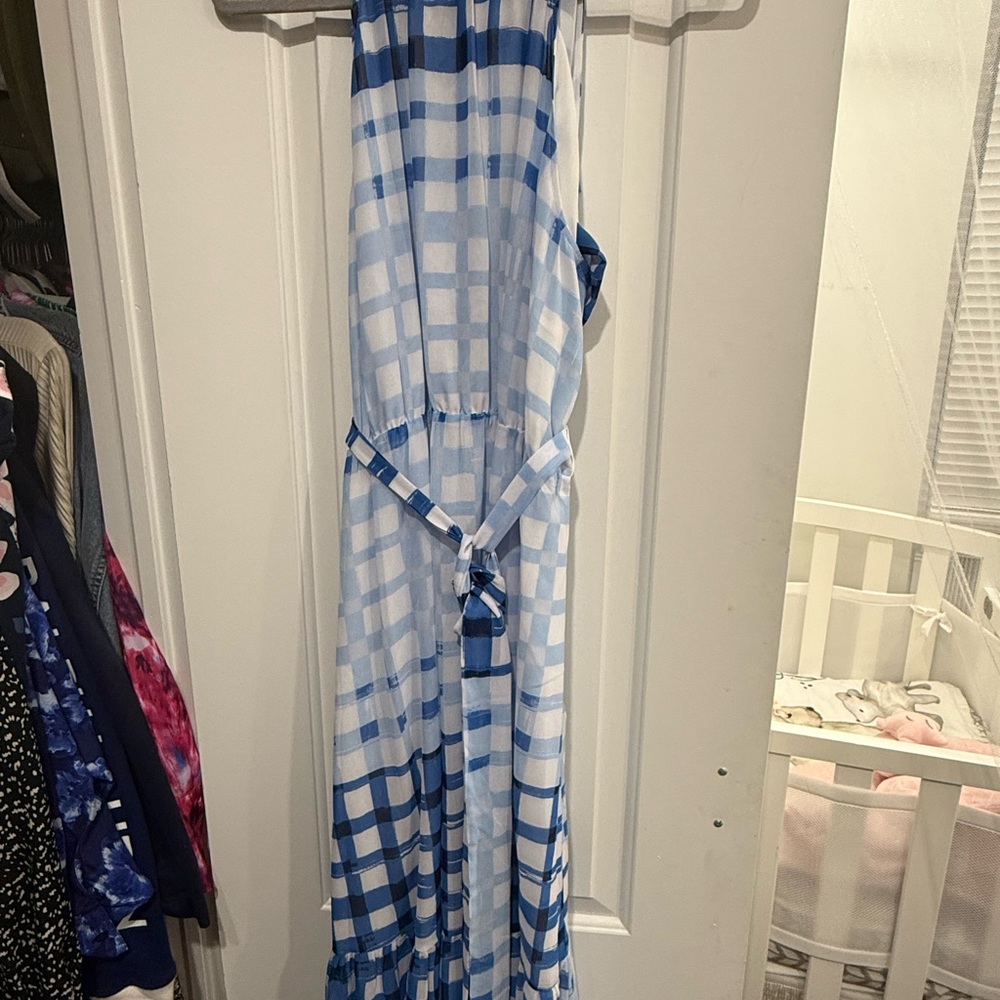 Scoop NYC Blue and White Maxi Dress